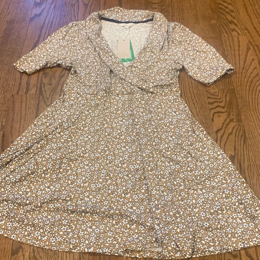 Boden Floral Mustard Short Sleeve Dress